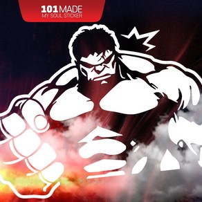 스티커101 자동차스티커 헐크 HULK FICTION 캐릭터데칼 주문제작, 블랙, 1개