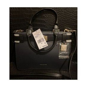 Michael Kos Tatiana Small Admial/Black Leathe Satchel Cossbody Puse