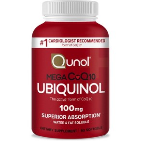 Qunol 메가 코큐텐 유퀴비놀 100mg 60소프트겔, 1개, 60정