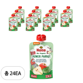 홀레 이유식 파우치 파워패럿, 배 + 사과 + 시금치, 24개, 100g