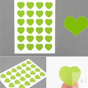 컬러 하트 스티커 (6P 12P 24P 옵션) 하트스티커, 12P - 그린