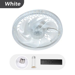 리모컨 포함 음소거 조절 가능한 선풍기 조명 침실 천장 E27 LED 전기 램프 2 in, White, White