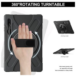 [보리심] 갤럭시탭 TAP S9+ S9FE S7+ S7FE S8+ SM-X810 케이스 GT012, 블랙, GT012-S9+/S9FE/S7+/S8+, 1개