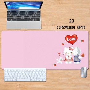 헬로키티 일러스트 게이밍 컴퓨터 마우스 키보드 장패드 중형 대형 책상 탁상 테이블 데스크 매트 23종, 선택23, 800*300*3mm, 1개