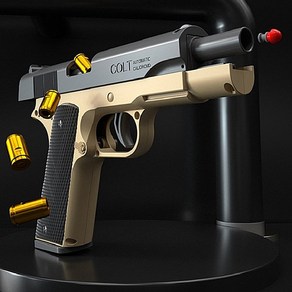 유비 소프트에어건 콜트 M1911 무동력 블로우백 탄피배출 자동 연발사격 권총 골드블랙, 1개