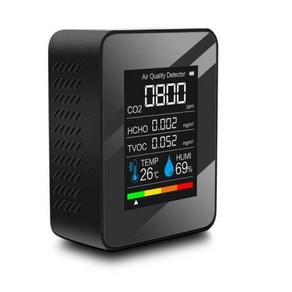 공기 측정기 공기질 모니터 온도 습도 가스 포름알데히드 실내 HCHO TVOC 테스터 LCD 알람 CO2 계량기 5 in 1, 1개