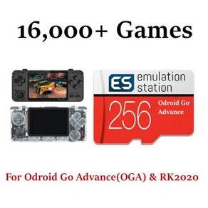 오드로이드 에뮬레이션 스테이션 256G 마이크로 SD 카드 플러그 앤 플레이 Odroid Go Advance V2.0 16 000 + 게임용 아케이드 마메 등