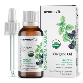 AROMAVITA ImunON Greek Oregano Oil Organic Liquid AROMAVITA ImunON 그리스 오레가노 오일 유기 액상 드롭 카바크롤 86-90