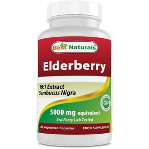 Best Natuals Eldebey Sambucus Niga 5000mg Equivalent 120 Veg Capsules, 1개, 120정