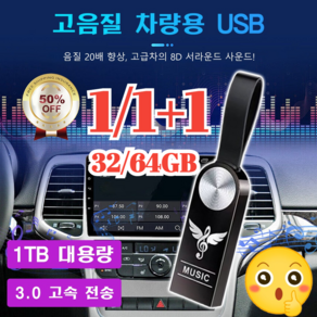 1/1+1 대용량 차량용 고음질 USB 무손실 음질/플러그 앤 플레이/강한 호환성, 32GB = 3000곡, [USB&철 케이스]