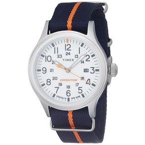 Timex 남성용 익스페디션 시에라 40mm 쿼츠 시계 (TW2V22800VQ), 블루/화이트/실버톤, 1개