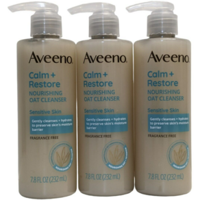 아비노 3 Aveeno Calm + 리스토어 너리싱 오트 클렌저 민감성 피부 무향 187736, 3개, 232ml