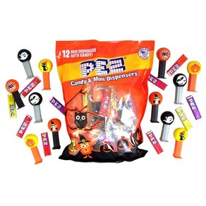 PEZ Candy Mini Halloween Candy Dispenses Tick o PEZ 캔디 미니 할로윈 캔디 디스펜서 Tick o Teat Favos 12개들, 1개, 9g