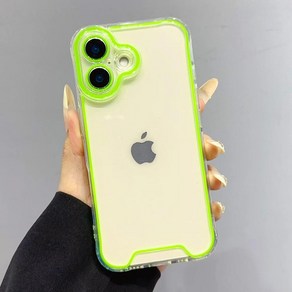 [호환]iPhone 16 Po Max 15 14 13 12 11 Plus 카메라 보호 소프트 충격 방지 커버 용 빛나는 네온 형광 투, 08 Fo iphone14, 04 Geen