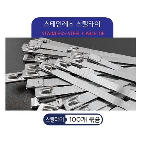 스틸타이 100개입 금속 케이블타이 스테인레스 스틸타이, 4.6x100mm