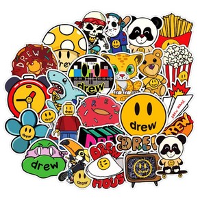 50Pcs Fashion Brand Logo Drew House Cool Stickers 50Pcs 패션 브랜드 로고 드류 하우스 물병 컵에 대 한 멋진 스티커 노트북 기타 자동