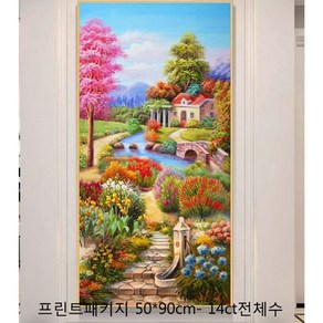 크로스코리아 실십자수 프린트패키지-여름정원 50*90cm - 11ct전체수, 1개