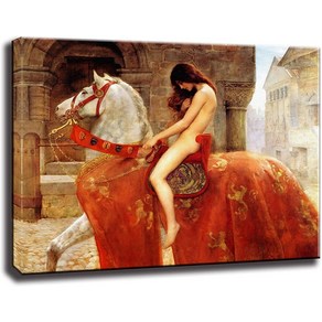 노 브랜드 Lady Godiva by John Collie Painting 여성 캔버스 벽 아트 기클리 인쇄 포장 된 갤러리 룸 장식, no fame