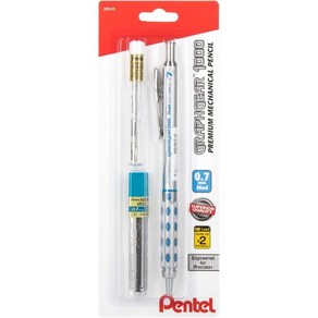 Pentel 제도용 연필 펜텔 그래프기어 1000 샤프 펜슬 자동 제도 0.7mm 납 크기 리필 50개 지우개 4개 포함 Q1706383