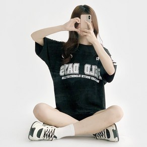[국내제작/여름ve] 데이지클로젯 데이필드 썸머 레터링 오버핏 반팔 티셔츠 / 봄 여름 가을 면 코튼 레이어드 이너티 루즈핏 빅사이즈 프린팅 남녀공용 여성 여자 남자 남성 박스티