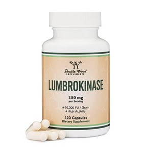 Double Wood Lumbokinase 효소 보충제 - 120캡슐 (최대 활성 10 000 FU/그램) 1회 제공량당 150mg (필러 없음 GMO 프리 글루텐 프리) 심, 10개, 120정