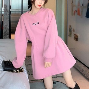 JUSTFEELING 허리조임 패션 맨투맨 원피스 150kg까지 빅사이즈 m-5xl 롱티