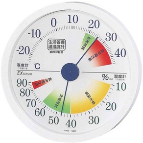 엠펙스 온습도계 온도계 계 온도 습도계 생활 관리 벽걸이용 일본제 화이트 TM-2441 14x14x2.9cm, 1개