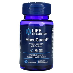 Life Extension MacuGuad 사프란 함유 안구 보조제 소프트젤 60정, 1개