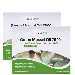 뉴질랜드 헬스업 HealthUp Mussel Oil 초록입홍합 오일 7500 캡슐, 60정, 2개