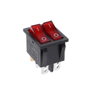 듀얼 보트 로커 스위치 6 핀 오프 녹색 빨간색 표시등 20A 125V AC, 02 Red