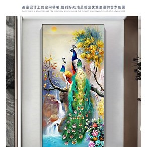 심스타 실십자수 공작새 두마리 프린트 도안 패키지, 70X90면사, 11CT 3가닥자수, 1개