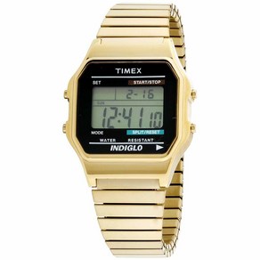 Timex 남성용 클래식 디지털 확장 밴드 손목시계 실버톤 스테인리스 스틸 (T78587)