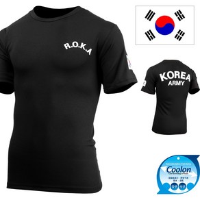 어택존 국산 반팔 쿨론 ROKA 티셔츠 로카티 검정 군인 군용 군대 밀리터리 남자 남성 단체 티