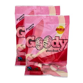 BUBS Goody 스트로베리 바닐라 사워 캔디 2개 사워 캔디 딸기 바닐라 캔디 딸기 캔디 바닐라 캔디 비건 젤리 수입 스웨덴 캔디 스칸디나비아 젤리 Blue De