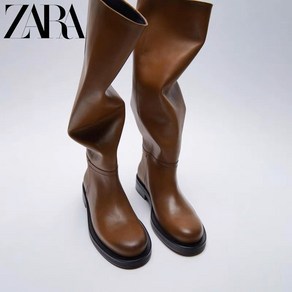 자라 ZARA 롱부츠 니하이 롱부츠 소가죽 브라운 빈티지