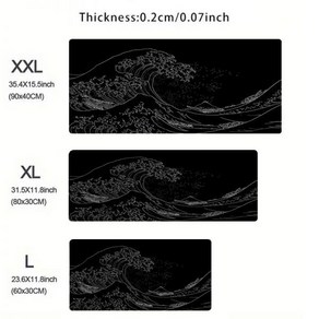 컴퓨터 XL 마우스 패드 키보드 매트 검은 바다 파도 게이머 소프트 오피스 카펫 테이블 데스크탑, Japan Black Sea Wave