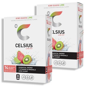 Celsius 셀시어스 온더고 에너지 파우더 무설탕 키위 구아바 라임 14스틱 2팩