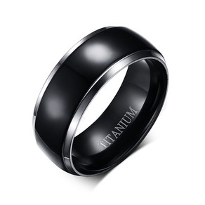 100% Titanium Ring Men Jewely Classic Black 8mm Boyfiend Gift [S00072008]