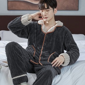 남성용 겨울 카라넥 빅포켓 극세사 수면잠옷세트 Men's pajamas