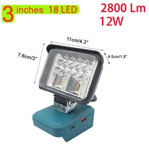 자동차 캠핑 조명용 LED 램프 작업 손전등 마키타 호환 18V 배터리 Lomvum Zhipu Hongsong BL1430, 02 3 inch, 01 CHINA, 1개