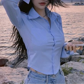 쪼예 데일리 크롭 긴팔 셔츠