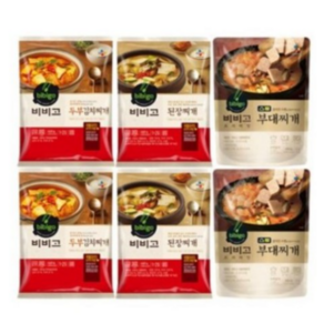 비비고 찌개 3종 6개 (두부김치 x2개 된장찌개 x 2개 스팸부대찌개 x 2개)