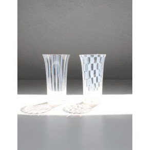 gloy glass cup (2type) 스트라이프 줄무늬 체크 체커보드 여름 아이스 예쁜 카페 유리 일본 우스하리 맥주 물 컵, 1개