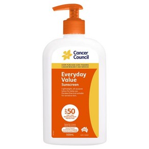 캔서카운슬 SPF 50+ 에브리데이 밸류 선크림 자외선 차단제 500ml, 1개