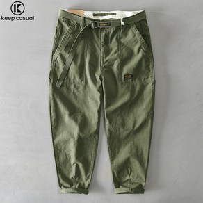 Keep Casual 남성 멀티포켓 순면 캐주얼 카고 팬츠 테이퍼드 팬츠