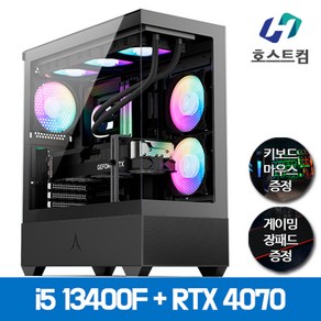 호스트컴 조립컴퓨터 인텔 게이밍 PC 본체, i5 13400F + RTX 4070, Fee DOS, 500GB, 16GB, 블랙