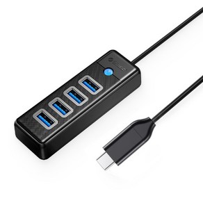 오리코 C타입 4포트 5Gbps USB3.0 허브 PW4U-C3, 블랙, 1개