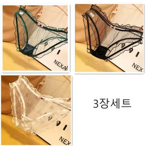 3장세트 여성용 레이스 팬티 시스루 투명 망사 팬티 Women's Underpants