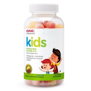 GNC 어린이용 구미 DHA 120정 (구미) Milestones Kids Gummy Fo 2-12 120Gummie, 1개