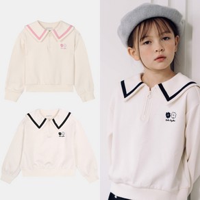 오후 중계점 *2024 NEW SPRING 50%SALE* 네오프렌 세일러 스웻셔츠 (2Color) 파스텔 배색 세일러 빅카라로 여성스러운 디자인 단정한 맨투맨 7~13세